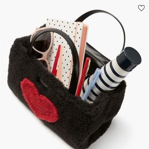 Sam Icon Intarsia Heart Faux Shearling Small Tote